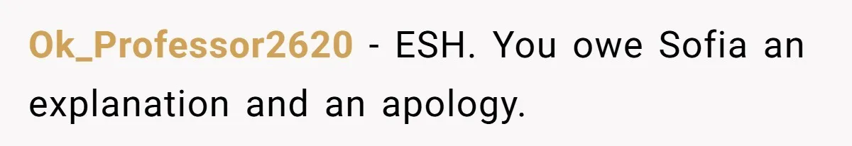Sister Claims Her Daughter Is The “Only Star,” Brother Pushes Back And She Explodes Ok_Professor2620 − ESH. You owe Sofia an explanation and an apology.