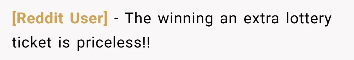 [Reddit User] − The winning an extra lottery ticket is priceless!!
