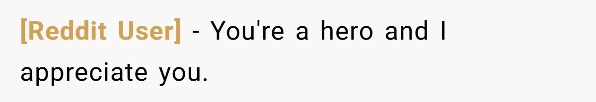 [Reddit User] − You're a hero and I appreciate you.