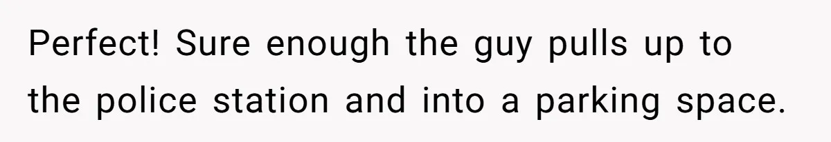 Perfect! Sure enough the guy pulls up to the police station and into a parking space.