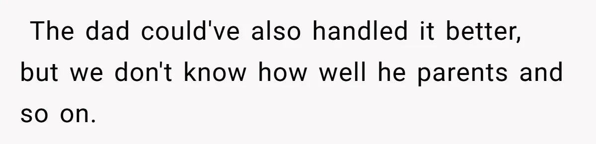 ​ The dad could've also handled it better, but we don't know how well he parents and so on.