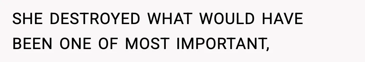 SHE DESTROYED WHAT WOULD HAVE BEEN ONE OF MOST IMPORTANT,