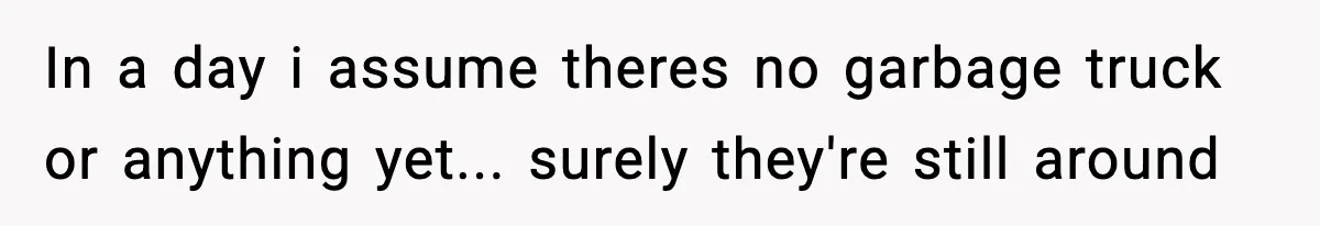 In a day i assume theres no garbage truck or anything yet... surely they're still around