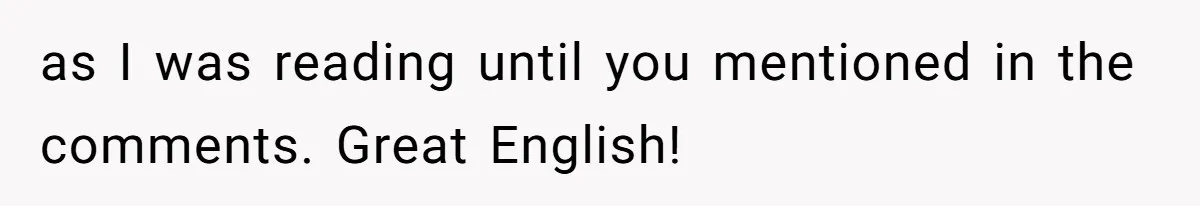 as I was reading until you mentioned in the comments. Great English!