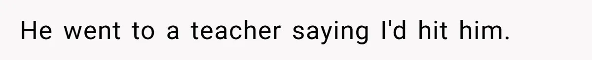 He went to a teacher saying I'd hit him.