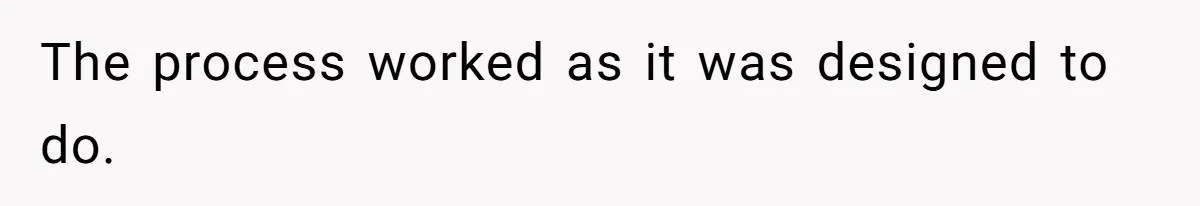 The process worked as it was designed to do.