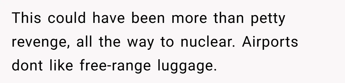 This could have been more than petty revenge, all the way to nuclear. Airports dont like free-range luggage.
