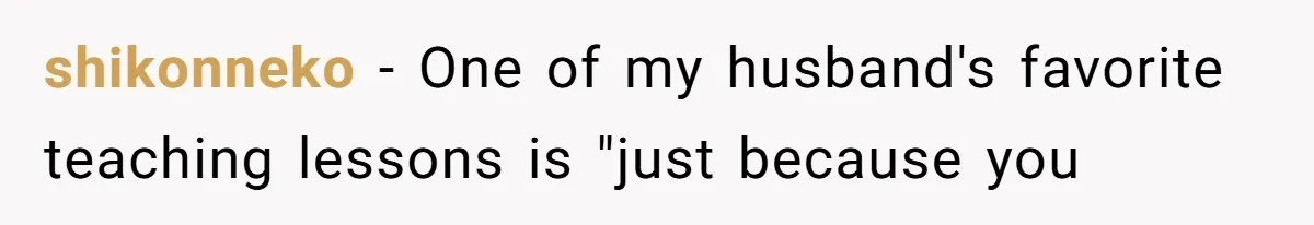 shikonneko − One of my husband's favorite teaching lessons is "just because you