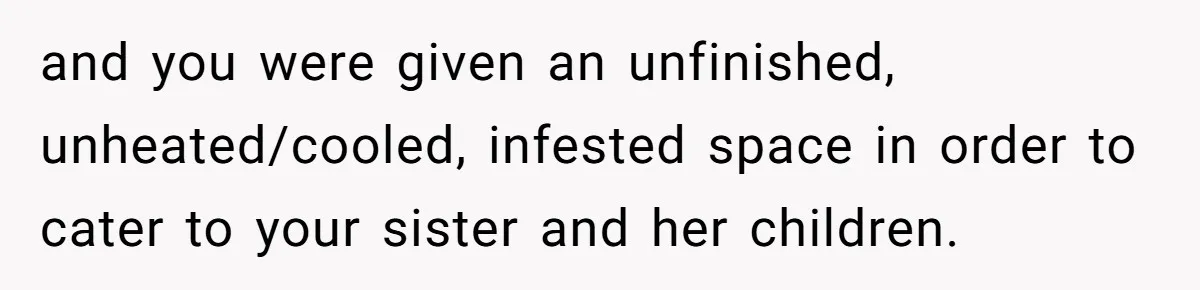 Woman Transforms Creepy Basement Into Dream Retreat Only For Sister’s Kids To Overrun It and you were given an unfinished, unheated/cooled, infested space in order to cater to your sister and her children.