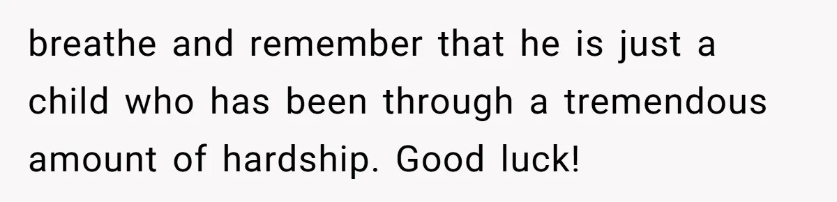 Father Calls Out Son’s Ugly Behavior, Husband Gets Mad About “Tone” In Front Of In-Laws breathe and remember that he is just a child who has been through a tremendous amount of hardship. Good luck!
