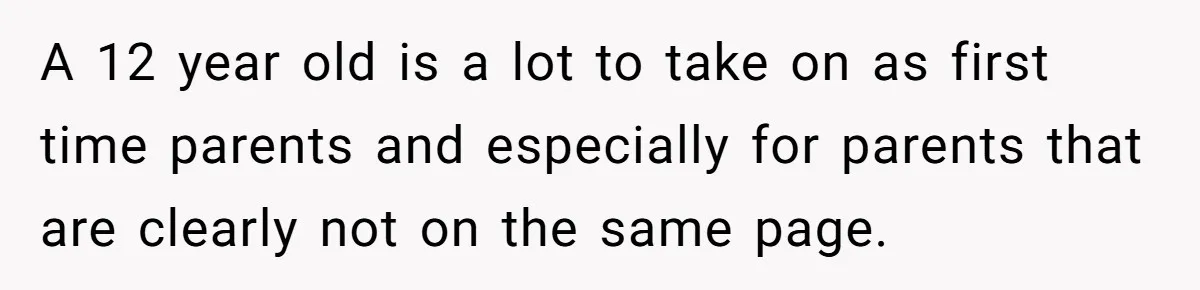 Father Calls Out Son’s Ugly Behavior, Husband Gets Mad About “Tone” In Front Of In-Laws A 12 year old is a lot to take on as first time parents and especially for parents that are clearly not on the same page.