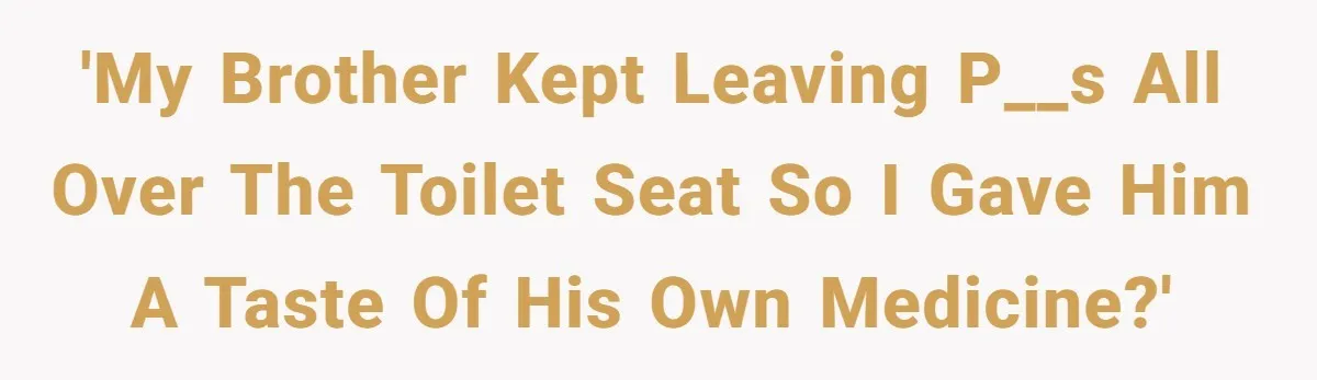 'My brother kept leaving p__s all over the toilet seat so I gave him a taste of his own medicine?'