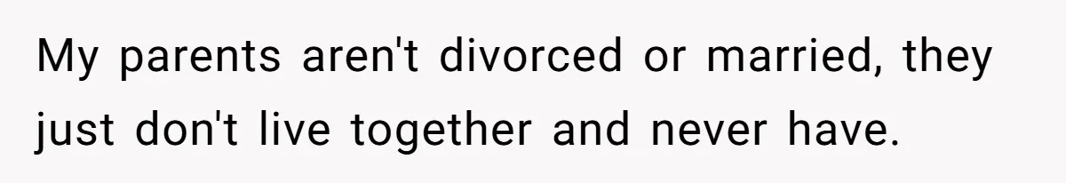 My parents aren't divorced or married, they just don't live together and never have.