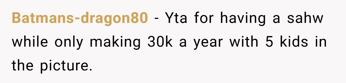 Batmans-dragon80 − Yta for having a sahw while only making 30k a year with 5 kids in the picture.