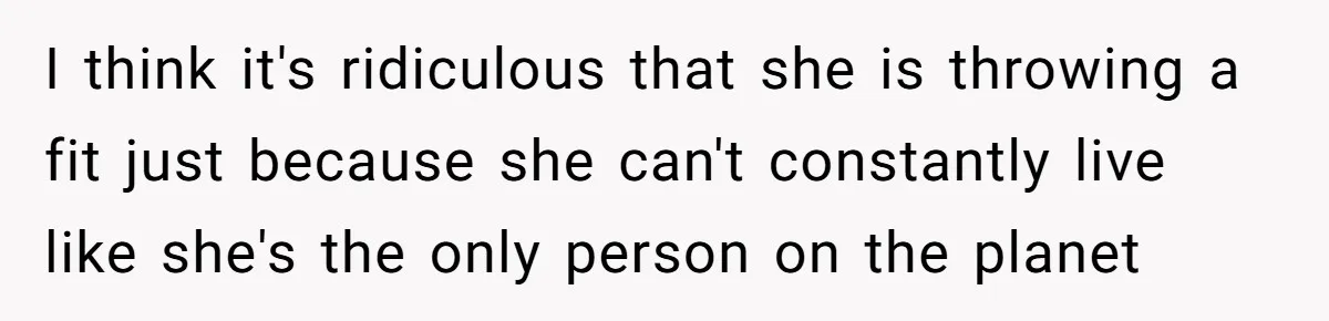 I think it's ridiculous that she is throwing a fit just because she can't constantly live like she's the only person on the planet