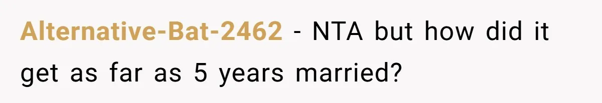 Alternative-Bat-2462 − NTA but how did it get as far as 5 years married?
