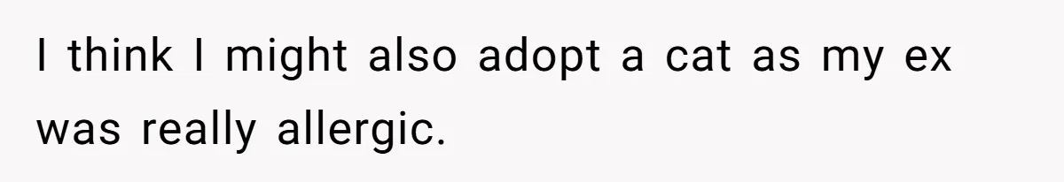 I think I might also adopt a cat as my ex was really allergic.