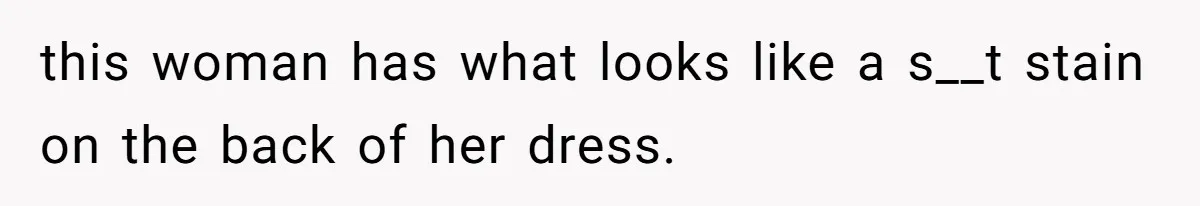 this woman has what looks like a s__t stain on the back of her dress.