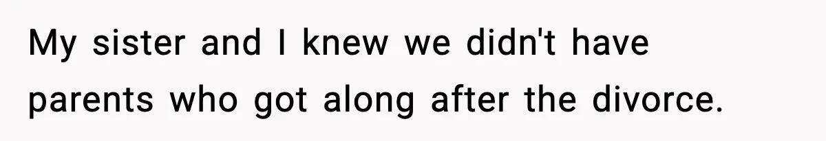 My sister and I knew we didn't have parents who got along after the divorce.