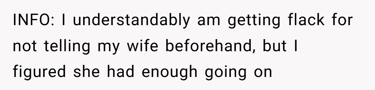 Wife Calls Husband Irresponsible After He Lets Minor Son Get Tipsy INFO: I understandably am getting flack for not telling my wife beforehand, but I figured she had enough going on