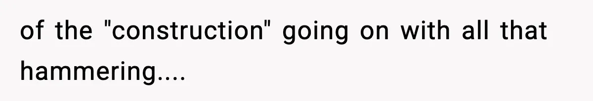 of the "construction" going on with all that hammering....