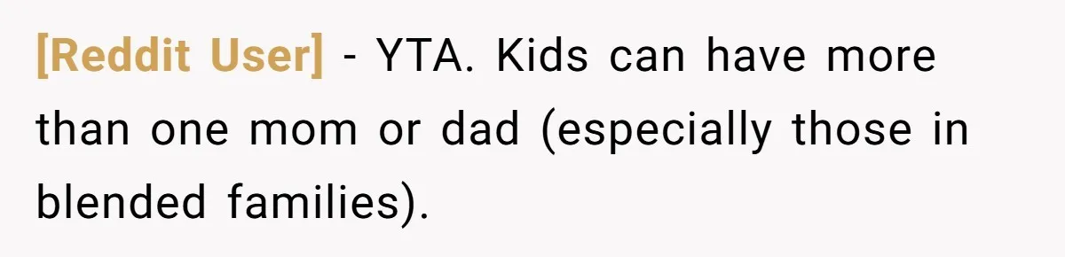 [Reddit User] − YTA. Kids can have more than one mom or dad (especially those in blended families).
