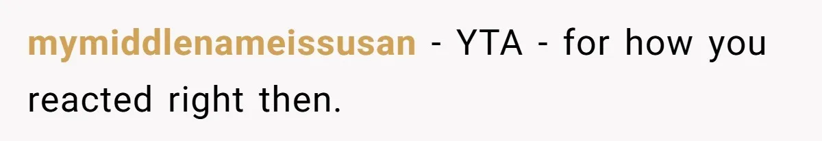 mymiddlenameissusan − YTA - for how you reacted right then.