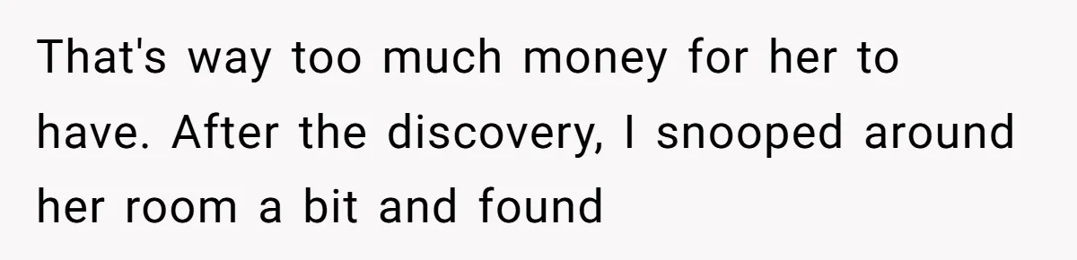 That's way too much money for her to have. After the discovery, I snooped around her room a bit and found