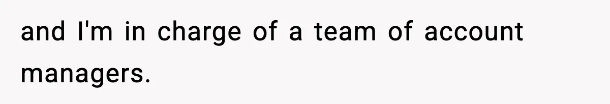 and I'm in charge of a team of account managers.