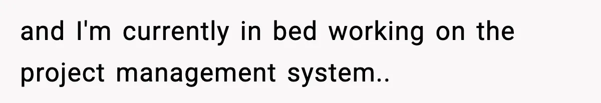 and I'm currently in bed working on the project management system..