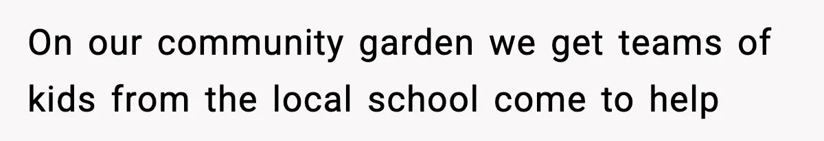 On our community garden we get teams of kids from the local school come to help