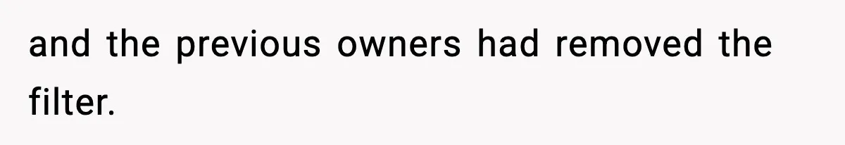 and the previous owners had removed the filter.