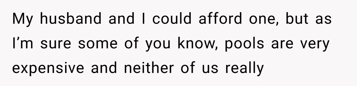 My husband and I could afford one, but as I’m sure some of you know, pools are very expensive and neither of us really