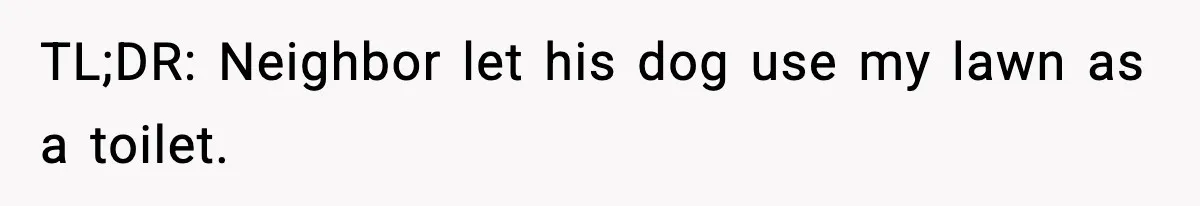TL;DR: Neighbor let his dog use my lawn as a toilet.