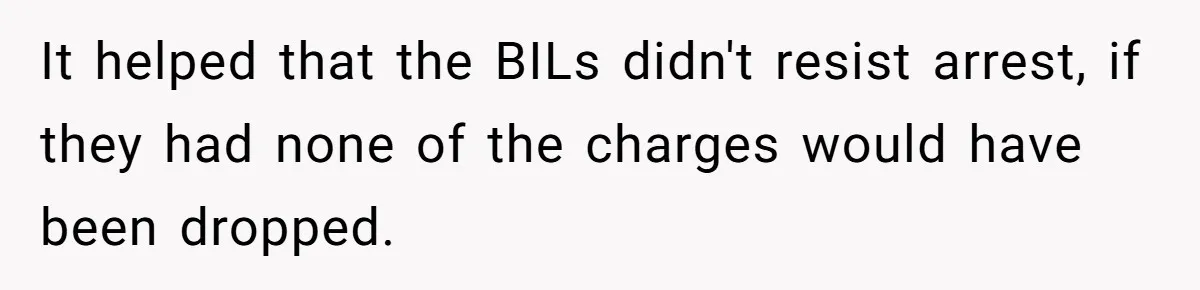 It helped that the BILs didn't resist arrest, if they had none of the charges would have been dropped.
