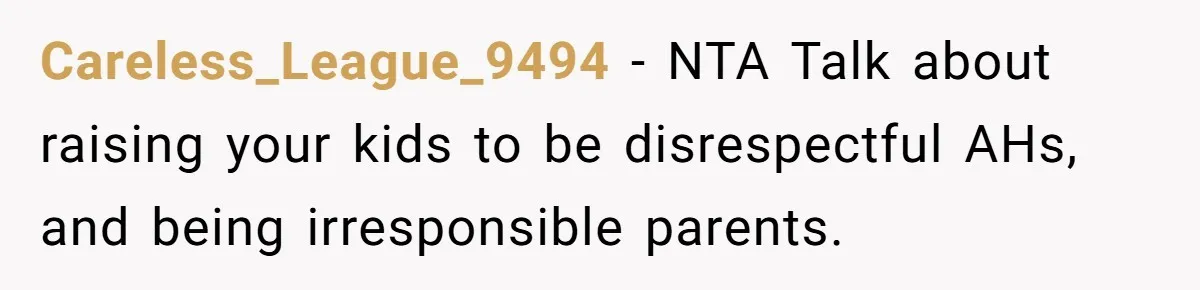 Careless_League_9494 − NTA Talk about raising your kids to be disrespectful AHs, and being irresponsible parents.