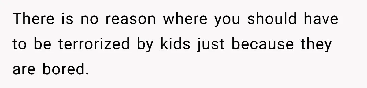 There is no reason where you should have to be terrorized by kids just because they are bored.