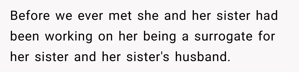 Before we ever met she and her sister had been working on her being a surrogate for her sister and her sister's husband.
