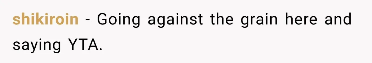 shikiroin − Going against the grain here and saying YTA.