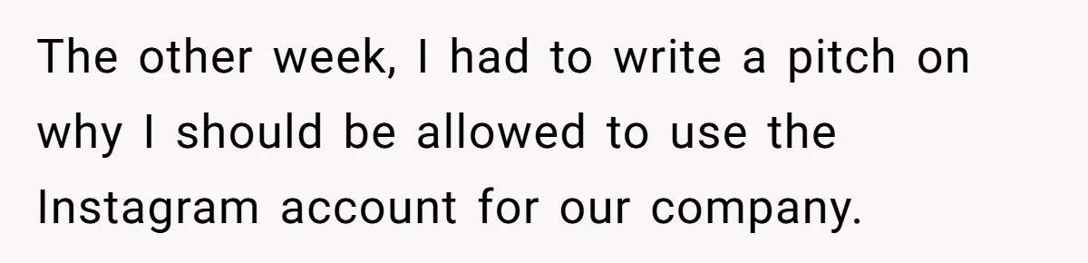 The other week, I had to write a pitch on why I should be allowed to use the Instagram account for our company.