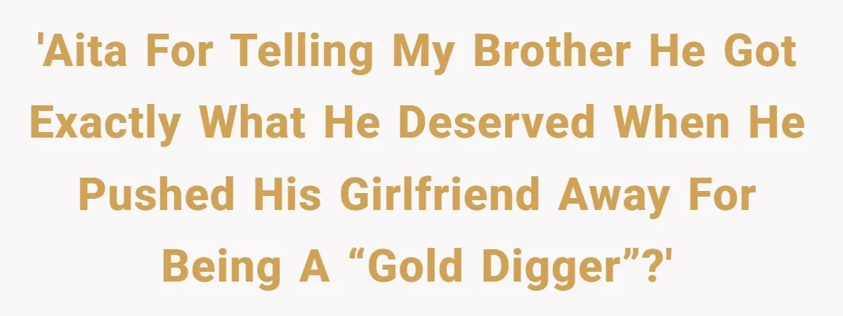 'Aita for telling my brother he got exactly what he deserved when he pushed his girlfriend away for being a “gold digger”?'