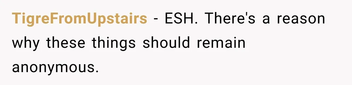 TigreFromUpstairs − ESH. There's a reason why these things should remain anonymous.