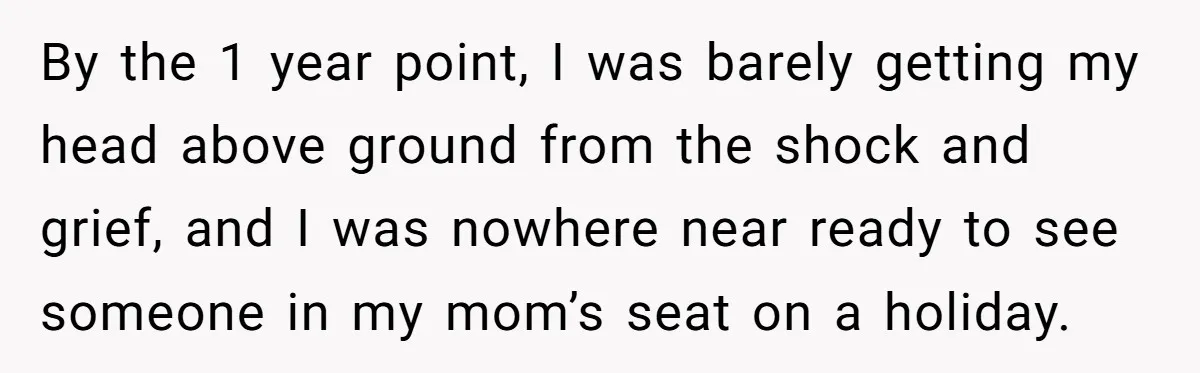 By the 1 year point, I was barely getting my head above ground from the shock and grief, and I was nowhere near ready to see someone in my mom’s...