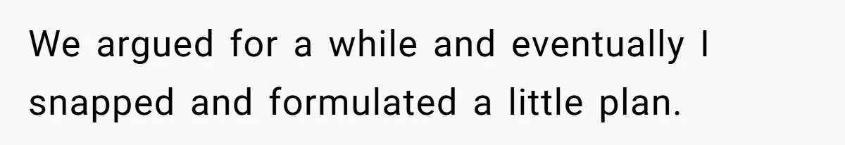 We argued for a while and eventually I snapped and formulated a little plan.