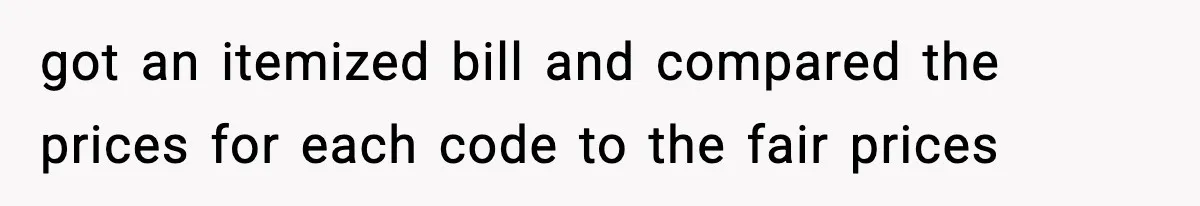 got an itemized bill and compared the prices for each code to the fair prices