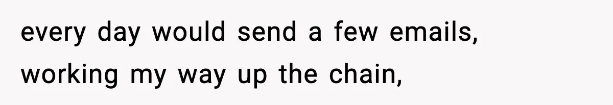 every day would send a few emails, working my way up the chain,