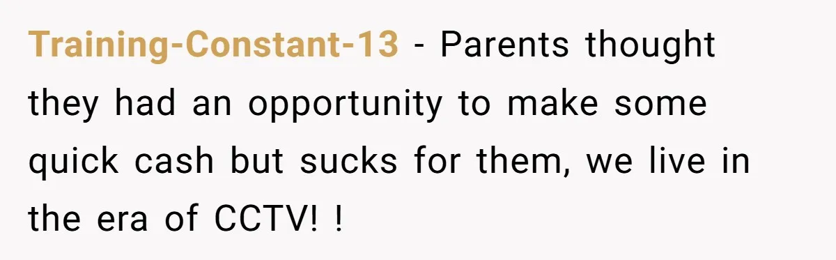 Training-Constant-13 − Parents thought they had an opportunity to make some quick cash but sucks for them, we live in the era of CCTV! !