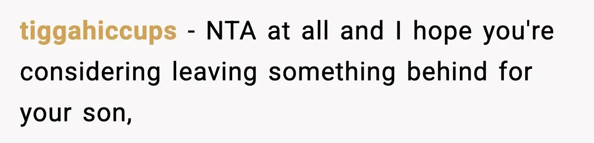 Dad Diagnosed With Terminal Cancer Chooses Aunt Over His Mom As Guardian For Son tiggahiccups − NTA at all and I hope you're considering leaving something behind for your son,