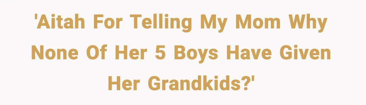 'AITAH for telling my mom why none of her 5 boys have given her grandkids?'