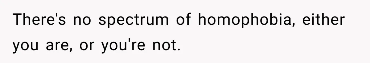 There's no spectrum of homophobia, either you are, or you're not.
